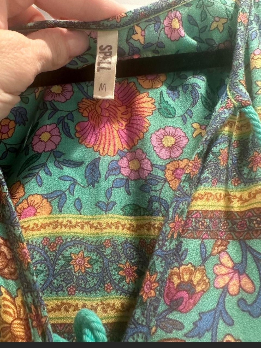 Spell Teal Floral Border-Print Maxi Dress - Picture 2 of 4